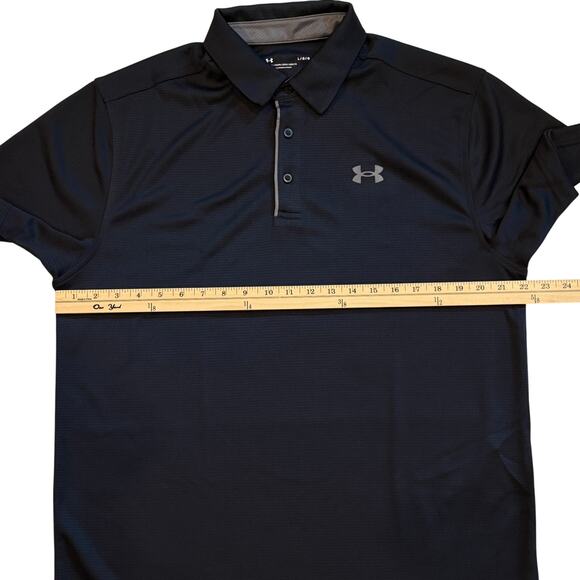 Under Armour Golf Shirt Men Large Black Loose Tech Polo Performance Short Sleeve - Picture 10 of 10